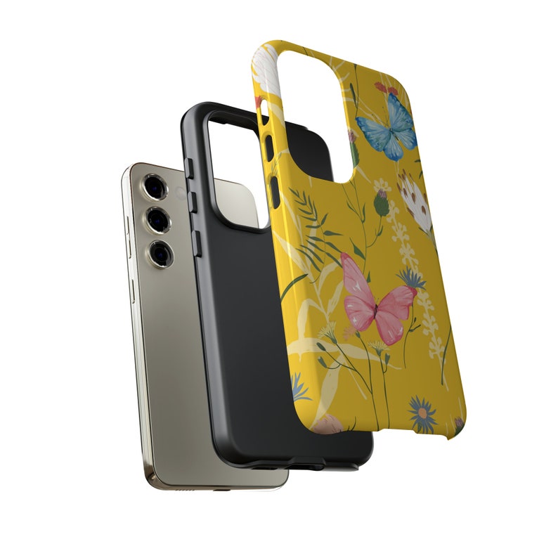 Sunny Blooms, Yellow Floral & Butterfly Phone Case Add Cheerful Charm to Your iPhone or Samsung Galaxy with Nature's Beauty. image 4