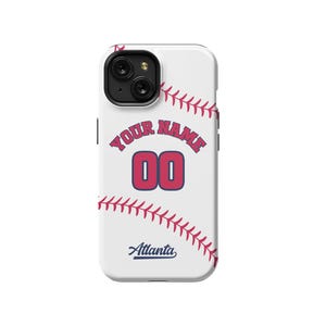 Custom Baseball Phone Case, Personalized with Name and Number. Your choice of baseball teams on your iPhone, Samsung or Pixel case.