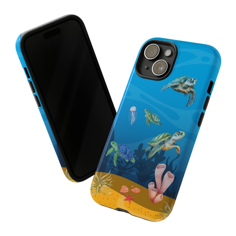 Sea Turtle Phone Case for iPhone 15 14 13 12 11 X 8, Google Pixel 7 6 5, Samsung Galaxy 23 22 21 20 10, Glossy or Matte Finish image 2