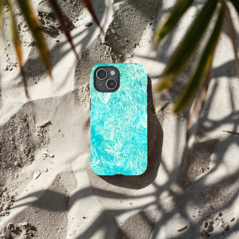 Reflections of Water Cell Phone Case, Aqua Abstract Design fits perfectly on your iPhone or Samsung Galaxy, Tough Case for extra protection. image 2
