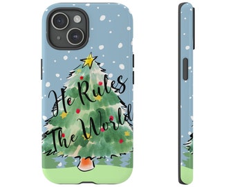 He Rules The World Cell Phone Case for iPhone, Google Pixel & Samsung Galaxy, Glossy or Matte Finish. Christian Mobile Phone Case