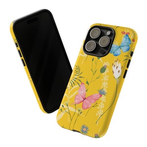 Sunny Blooms, Yellow Floral & Butterfly Phone Case Add Cheerful Charm to Your iPhone or Samsung Galaxy with Nature's Beauty. image 3