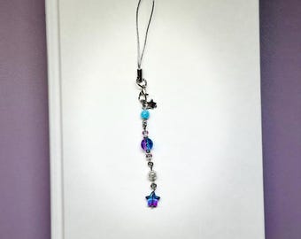 Hand-Beaded Celestial Star Phone Charm | Turquoise, Purple, Crystal Beads, Star Accent