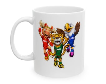 World Cup 2026 Mascot Mug  Maple, Zayu  Clutch | Soccer Fan Coffee Mug | Gift for Football Lovers | Sports Fan Mug