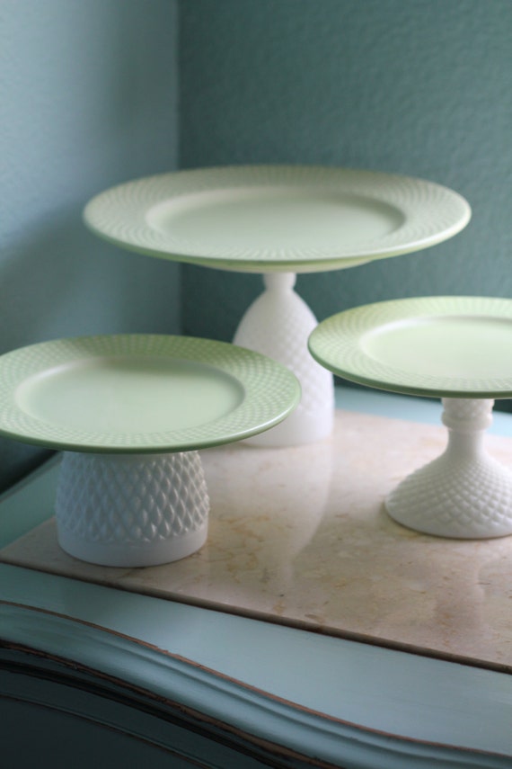 Items similar to Cake Stands in Pastel Green Icy Mint Green / Dessert