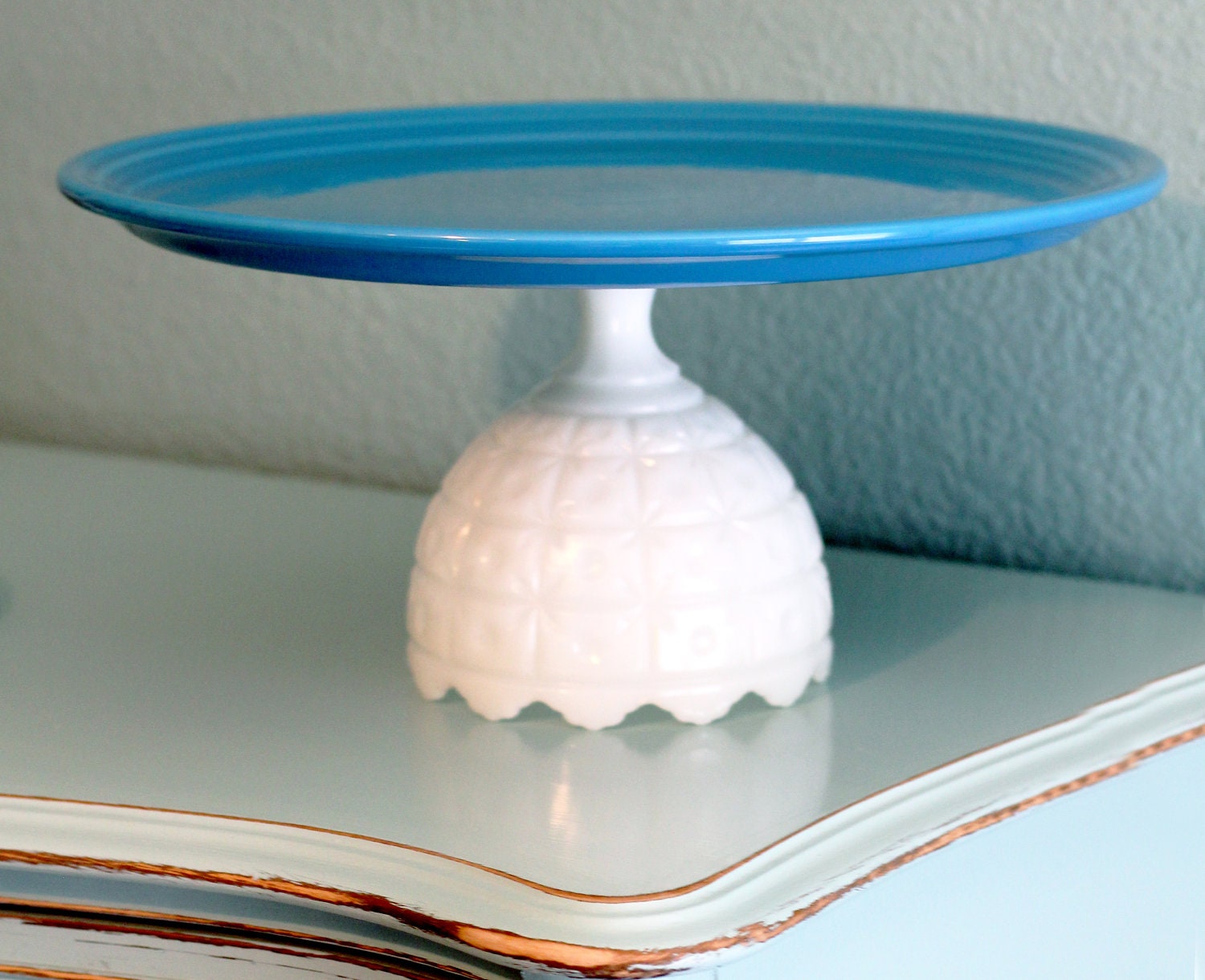 15 Cake Stand in Teal Blue or Peacock Blue / Cake Plate Etsy