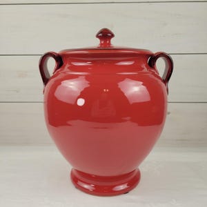 Vintage Italian Ceramic Cookie Jar – Hand Painted Red Modigliani Roma Kitchen Canister