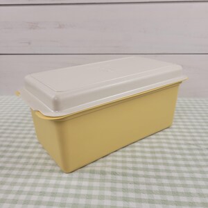 Vintage Tupperware Bread Server 171 172 Harvest Gold Almond Lid 1970s Bread Keeper