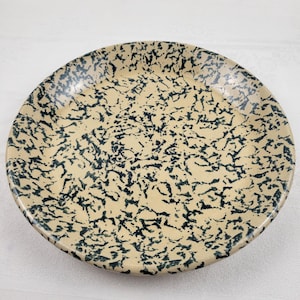 Vintage Robinson Ransbottom Spongeware Blue Green Pottery Plate 10” Made In Ohio