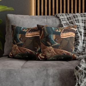 Vintage Moth Throw Pillow, Dark Academia Butterfly Cushion, Nature Lover Gift, Earthy Botanical Home Decor, Insect Pattern Pillow