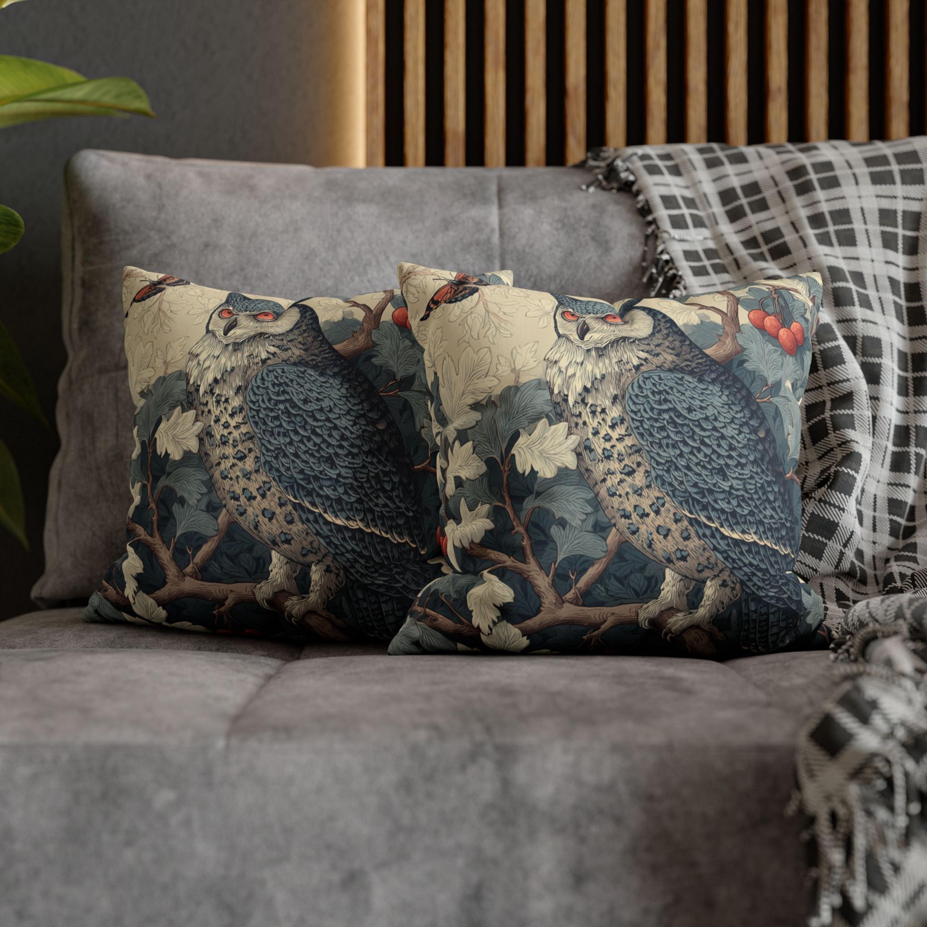 Majestic Owl Throw Pillow, Forest Bird Decorative Cushion, Nature Inspired Home Decor, Woodland Anim