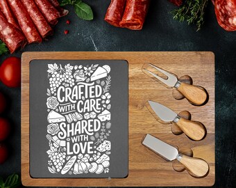 Monogrammed Charcuterie Board, Modern Wood Cheese Tray, Personalized Wedding Gift, Engraved Board