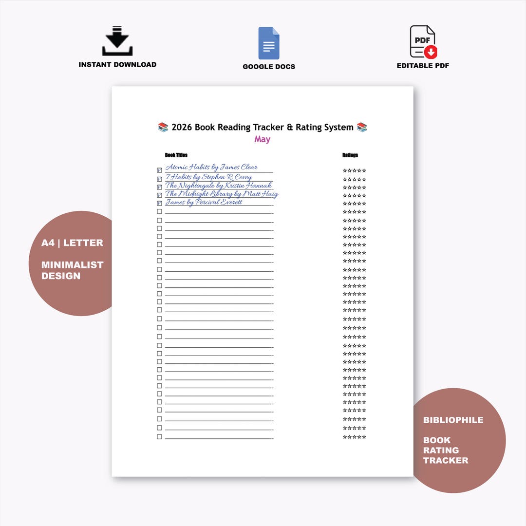 2026 Reading Tracker | Minimalist Book Journal (digital or Printable ...
