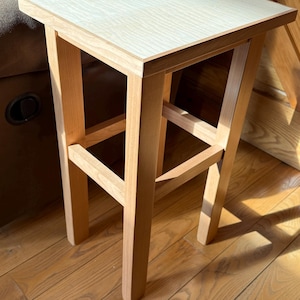 Handmade Cherry Curly Maple Side Table – Solid Wood Accent Furniture