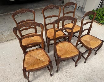 Sillas de comedor francesas con respaldo de escalera