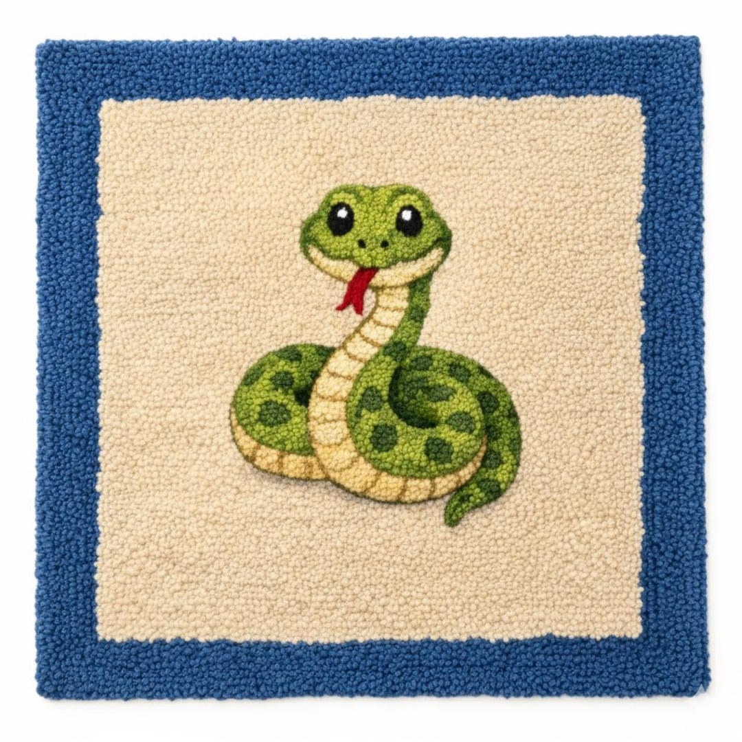 Cute Snake Tufted Rug – Handmade Cartoon Snake Wall Hanging or Floor ...