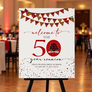 50th Class Reunion Welcome Sign, High School Reunion Entrance Sign, Class of 1976 Reunion, Fully Customizable Design with your Mascot