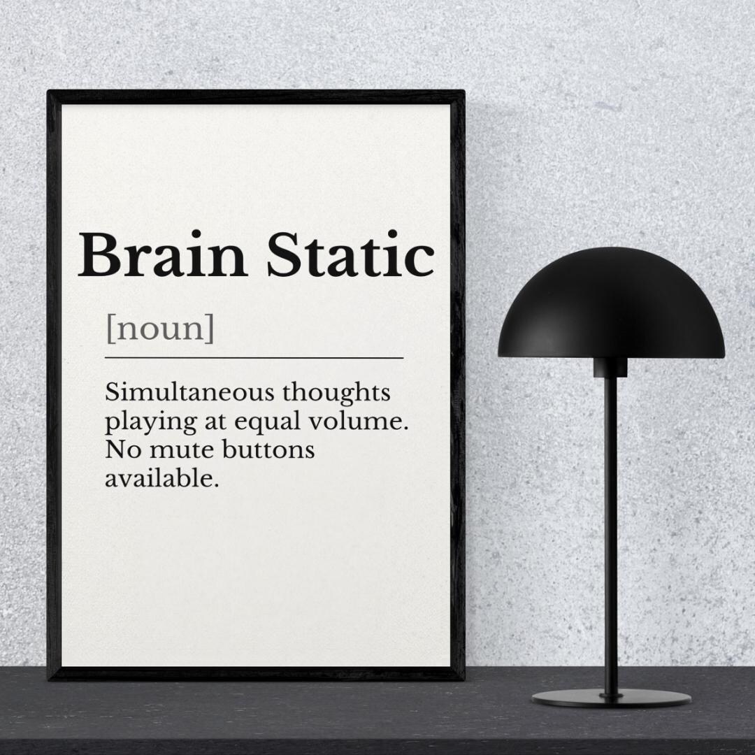 Brain Static Definition Print- ADHD Humor Wall Art, Funny Mental Health ...