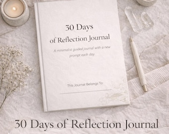 Journal 30 jours de réflexion | Invites d'autoréflexion quotidiennes | Journal guidé minimaliste | Une nouvelle invite tous les jours | Téléchargement numérique