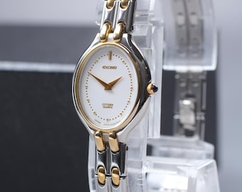 Vintage Citizen Exceed Womens Watch, 1978, Minimalist Quartz, Ref. 2200-227344, 18mm Two Tone Metal, Near MINT from Japan
