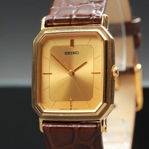 時計 SEIKO Chariot Sapphire Crystal Vintage Vintage Seiko Chariot Mens Tank Watch, 1987, Minimalist Quartz