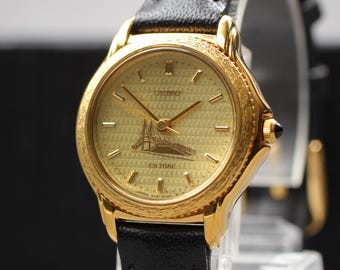 Reloj Seiko Exceline vintage para mujer, 1997, minimalista, HAQ Quartz, Ref. 4J41-0080, 24 mm, tono dorado, casi nuevo, procedente de Japón.