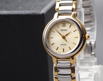 Vintage Seiko Avenue Womens Watch, 1995, Minimalist Quartz, Ref. 1F21-0H50, 22mm Gold Plated, Sapphire Crystal, Near MINT from Japan