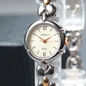 Reloj Orient Lisblank vintage para mujer, década de 1980, cuarzo minimalista, Ref. UB43-Q1, esfera color marfil, 21 mm, bicolor, casi nuevo, procedente de Japón.