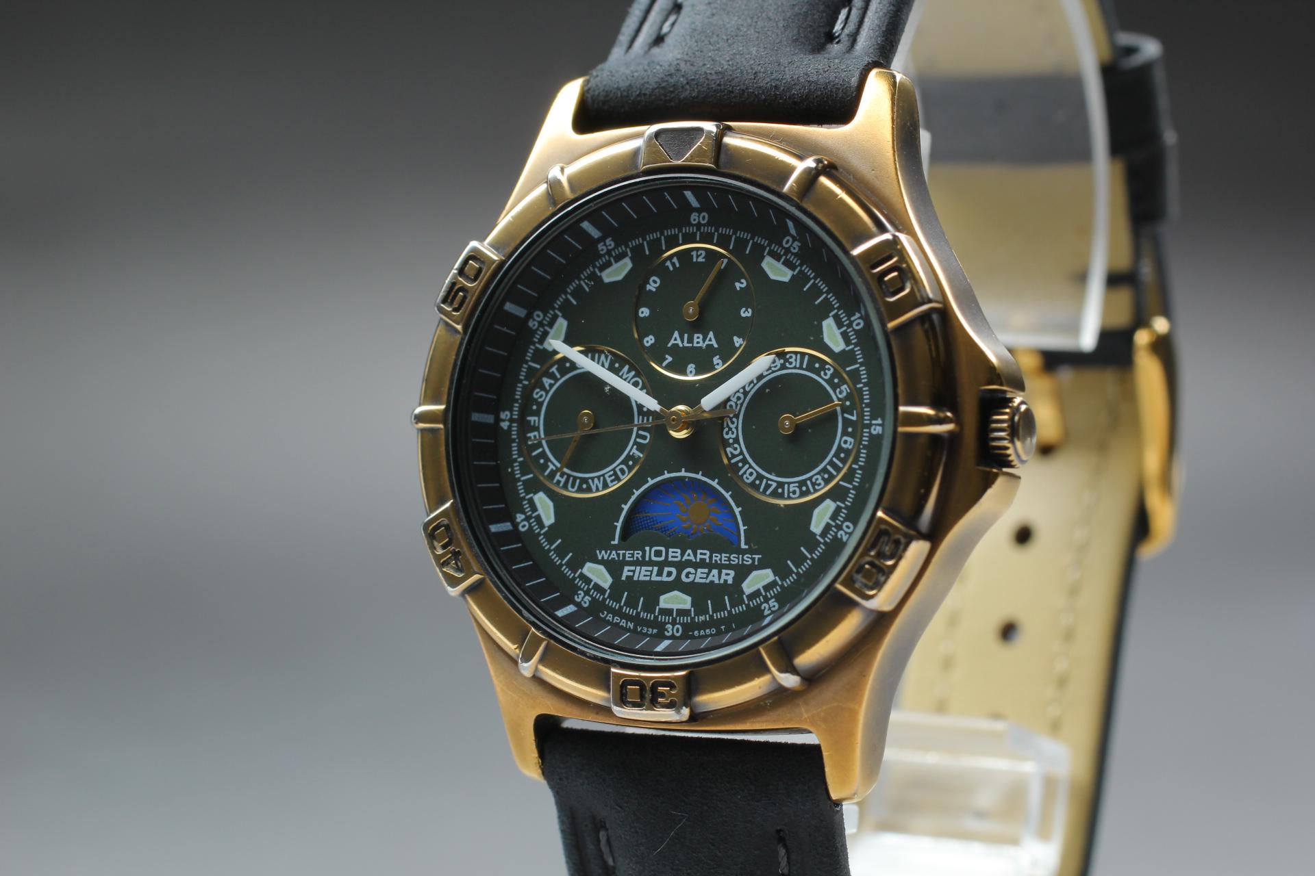 Vintage Seiko Alba Mens Watch, 1991, Quartz, Ref. V33F-6A80, Black