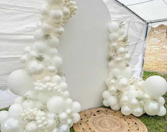 Pearl White Double Stuffed Balloon Garland Arch Kit, Wedding Bridal Shower Birthday Decor