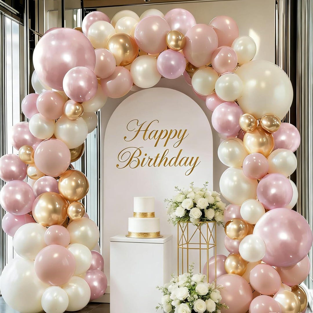 Dusty Pastel Pink Gold Balloon Arch Kit, Birthday Bridal Shower Wedding ...