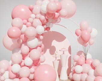 Pink Balloon Arch Kit, White Balloons, Garland for Parties, Showers, Weddings