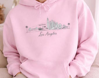 Bluza z kapturem LA Skyline Aesthetic | Bluza z motywem pejzażu Los Angeles