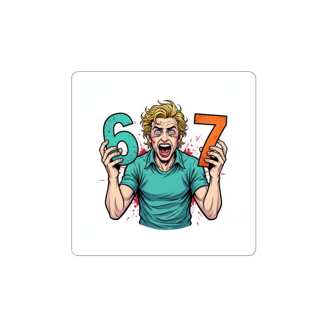 67 Reaction Sticker 6-7 Meme Reaction Kiss-cut Stickers | Internet Slang Satire, Neon Meme ...
