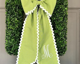 St. Patty Day Wreath Sash | Custom Monogrammed Bow | Front Door Decor | Personalized Home | Unique Home Gift |  Gingham Wreath Sash Bow