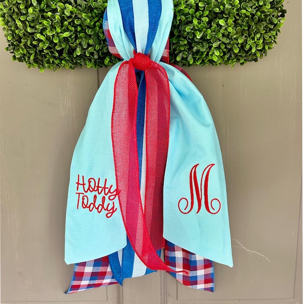 Ole Miss Wreath Sash | Door Ribbon Bundle|  Monogrammed Sash | Front Door Decor | Personalized Home | Unique Door | Powder Blue and Red