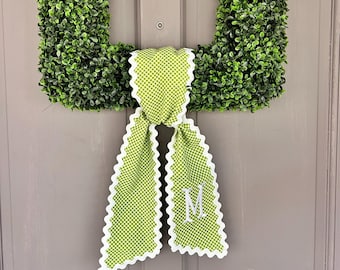 St. Patty’s  Day Wreath Sash | Custom Monogrammed Sash | Front Door Decor | Personalized Home | Unique Home Gift |  Shamrock Wreath Sash