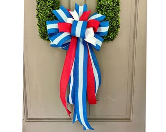 Red and Blue Bow for Wreath l Custom Wreath Bow | Ole Miss Bow | Football Door Decor | College Football