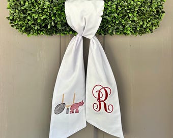 Alabama Wreath Sash | Custom Monogrammed Sash | Front Door Decor | Personalized Home | Unique Home Gift | Crimson Door Decor