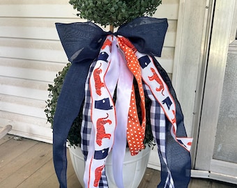 Orange and Blue Ribbon Bundle | l Custom Wreath Bow | Auburn Bow | Football Door Decor | College Football Ribbon