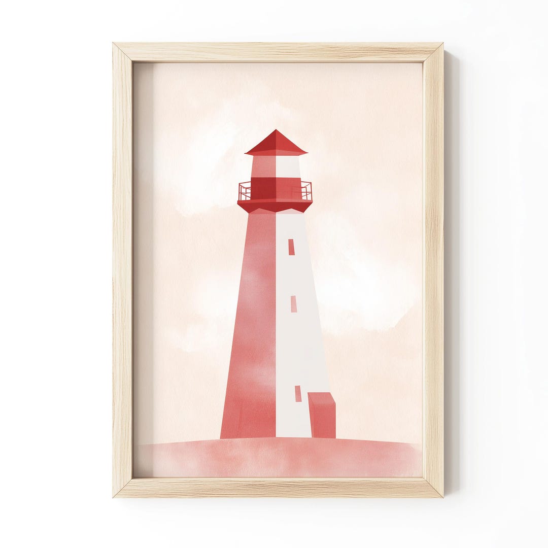 Printable Pastel Lighthouse Art - Minimal Geometric Wall Print ...