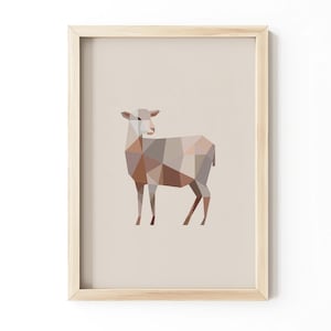 Low-Poly Goat Art, Geometric Animal Illustration, Neutral Modern Wall Decor (Digital Download) 605