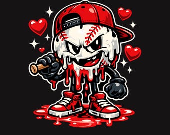 baseball drip ice cream png | youth boy valentine baseball shirt design | cute sporty cartoon png