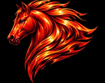 Fiery Horse Head PNG, 2026 Fire Horse Zodiac Symbol, Chinese Lunar New Year Shirt Design, Bold Red Abstract Horse Art