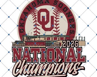 Oklahoma Sooners 2026 National Champions PNG, College Baseball Baseball Stadium Design, OR Baseball Fan Gift, Vintage Sports Sublimation