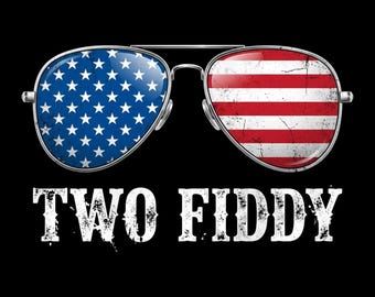 Two Fiddy America PNG, USA Sunglasses Clipart, Patriotic 4th Of July Digital Download, American Flag Tee