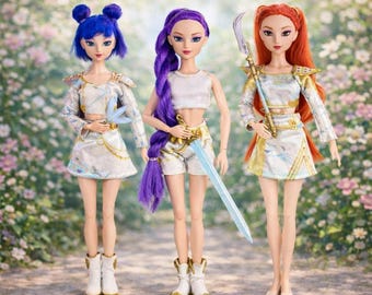 Ensemble de 3 poupées Kpop Demon Hunters | Poupées anime Rumi Zoey Mira, figurines de collection kawaii, cadeau chasseurs de démons Kpop pour les fans