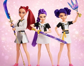 KPop Demon Hunters Dolls – Kawaii  Anime Inspired Collectible Figures, Aesthetic Display Dolls, Cute Gift for Huntrix Fans