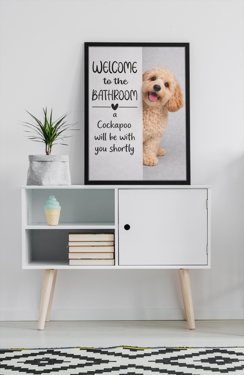 Cockapoo Inside Sign Cockapoo Bathroom Poster, Welcome Sign, Funny Toilet Decor, Custom Pet ...