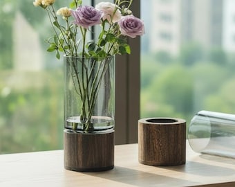 Vase rétro simple de luxe léger, décoration créative de couleur primaire en verre, vase nourrissant pour l'eau, décoration de table de salon
